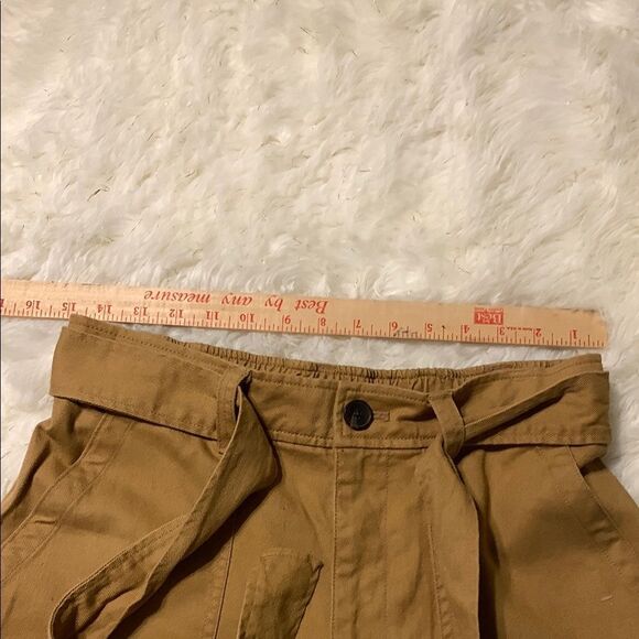 Tan Ankle Baggy Cropped Cargo Pants with Modern Silhouette. NWOT never worn - Picture 5 of 9